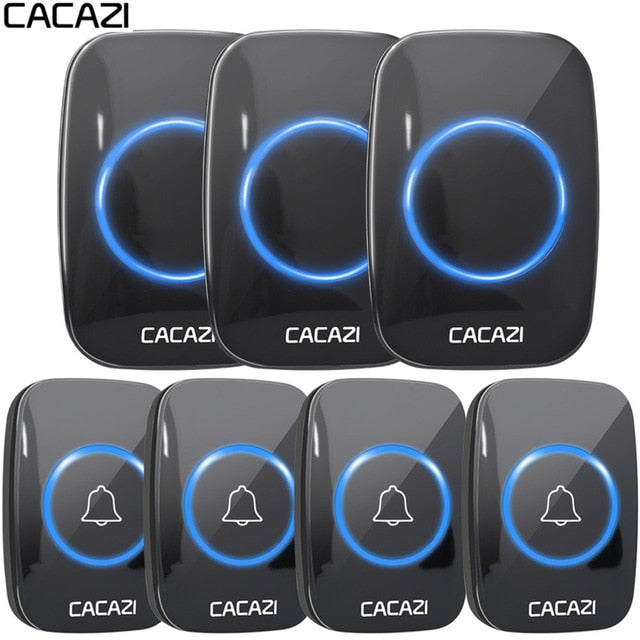 CACAZI 60 Chime 110DB 300M Wireless Doorbell Waterproof Remote EU AU UK US Plug Smart Door Bell Battery 1 Button 1 2 3 Receiver CACAZI 60 Chime 110DB 300M Wireless Doorbell Waterproof Remote EU AU UK US Plug Smart Door Bell Battery 1 Button 1 2 3 Receiver
