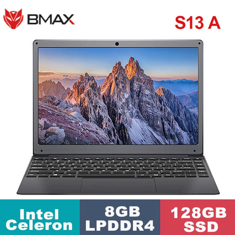 BMAX S13 A Laptop 13.3 Inch Intel Celeron N3350 8GB LPDDR4 RAM 128GB SSD ROM Duad Core 1920 x 1080 IPS Win10 Notebook
