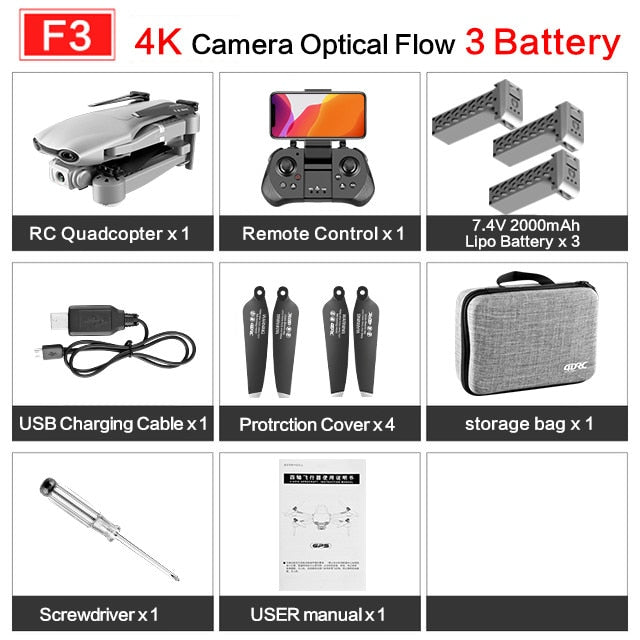 F3 drone GPS 4K 5G WiFi live video FPV quadrotor flight 25 minutes rc distance 500m drone Profesional HD wide-an dual camera F3 drone GPS 4K 5G WiFi live video FPV quadrotor flight 25 minutes rc distance 500m drone Profesional HD wide-an dual camera