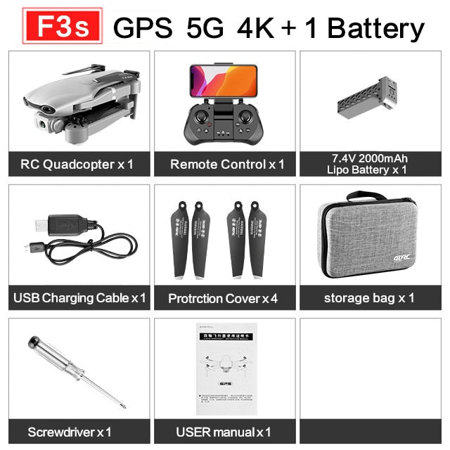 F3 drone GPS 4K 5G WiFi live video FPV quadrotor flight 25 minutes rc distance 500m drone Profesional HD wide-an dual camera F3 drone GPS 4K 5G WiFi live video FPV quadrotor flight 25 minutes rc distance 500m drone Profesional HD wide-an dual camera