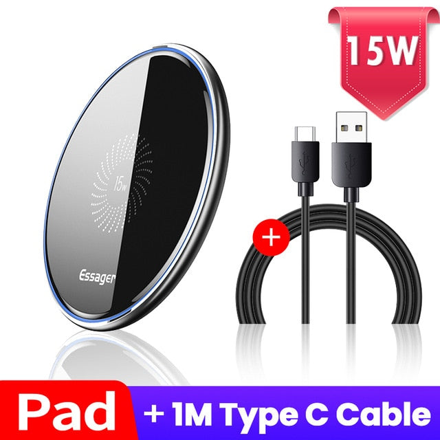 Essager 15W Qi Wireless Charger For iPhone 12 11 Pro Xs Max Mini X Xr 8 Induction Fast Wireless Charging Pad For Samsung Xiaomi Essager 15W Qi Wireless Charger For iPhone 12 11 Pro Xs Max Mini X Xr 8 Induction Fast Wireless Charging Pad For Samsung Xiaomi