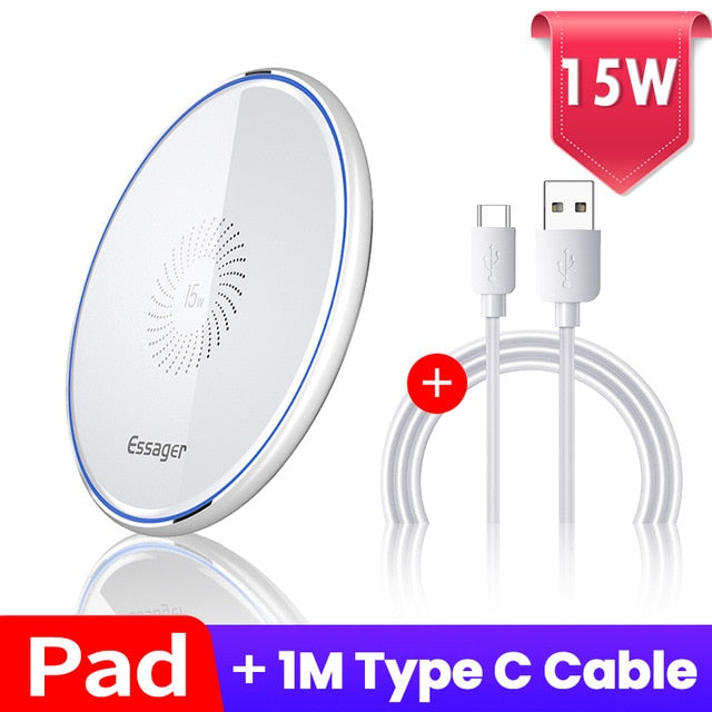 Essager 15W Qi Wireless Charger For iPhone 12 11 Pro Xs Max Mini X Xr 8 Induction Fast Wireless Charging Pad For Samsung Xiaomi Essager 15W Qi Wireless Charger For iPhone 12 11 Pro Xs Max Mini X Xr 8 Induction Fast Wireless Charging Pad For Samsung Xiaomi