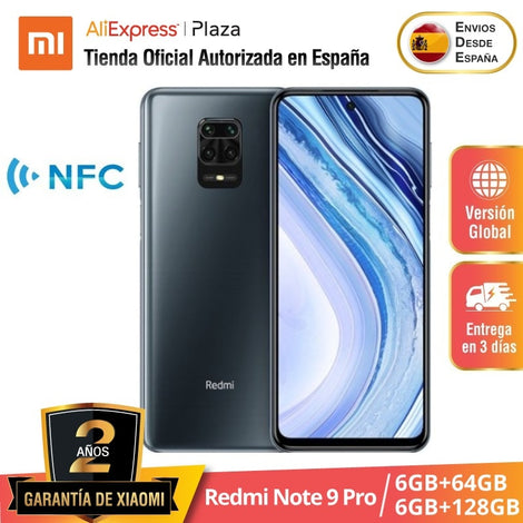 Versión Global Xiaomi Redmi Note 9 Pro (64GB/128GB ROM 6GB RAM Cámara Cuádruple de 64 MP Android Nuevo Móvil) [Teléfono Móvil Ve