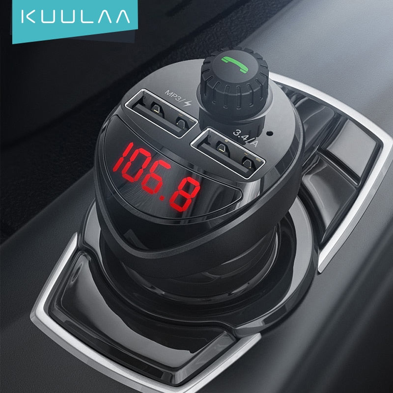 KUULAA Car Charger FM Transmitter Bluetooth Car Audio MP3 Player TF Card Car Kit 3.4A Dual USB Car Phone Charger For Xiaomi Mi KUULAA Car Charger FM Transmitter Bluetooth Car Audio MP3 Player TF Card Car Kit 3.4A Dual USB Car Phone Charger For Xiaomi Mi
