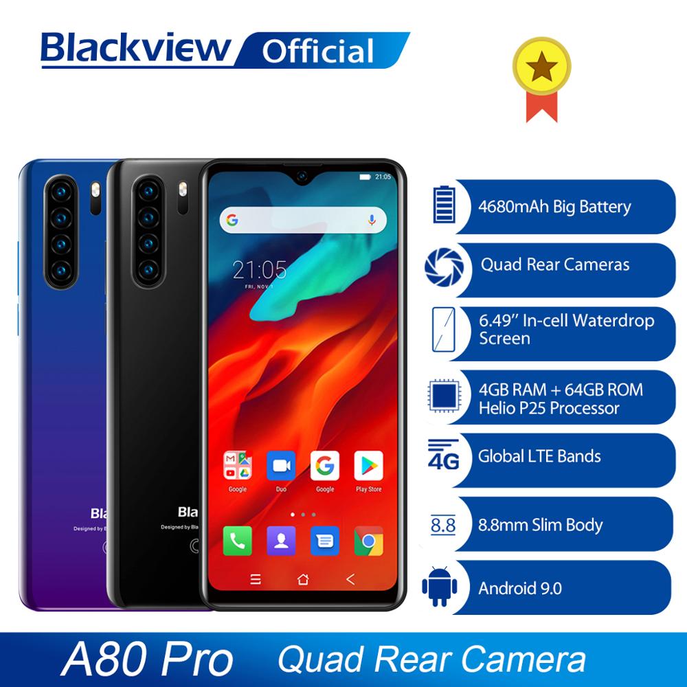 Global Version Blackview A80 Pro Quad Rear Camera Octa Core 4GB+64GB Mobile Phone 6.49' Waterdrop 4680mAh 4G Celular Smartphone Global Version Blackview A80 Pro Quad Rear Camera Octa Core 4GB+64GB Mobile Phone 6.49' Waterdrop 4680mAh 4G Celular Smartphone