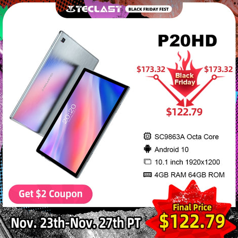 Newest Teclast P20HD Tablet Android 10 Tablets PC 4G LTE 10.1 inch 4GB RAM 64GB ROM 1920x1200 SC9863A Octa Core Tabletas GPS