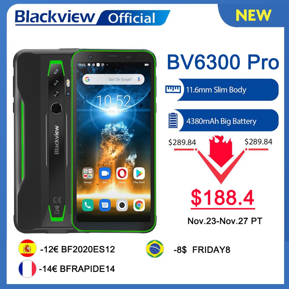 BLACKVIEW 2020 New BV6300 Pro Helio P70 6GB+128GB Smartphone 4380mAh Android 10.0 Mobile Phone NFC IP68 Waterproof Rugged Phone BLACKVIEW 2020 New BV6300 Pro Helio P70 6GB+128GB Smartphone 4380mAh Android 10.0 Mobile Phone NFC IP68 Waterproof Rugged Phone