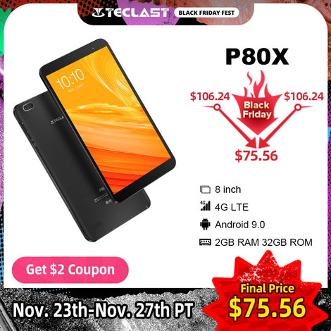 Teclast P80X 8 inch Tablet Android 9.0 4G Phablet SC9863A Octa Core 1280*800 IPS 2GB RAM 32GB ROM Tablet PC Dual Cameras GPS