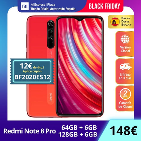 Xiaomi Redmi Note 8 Pro (64GB /128GB ROM con 6GB RAM Cámara de 64MP Android Nuevo Móvil) [Teléfono Móvil Versión Global para Esp