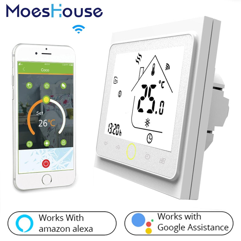 WiFi Smart Thermostat Temperature Controller for Water/Electric floor Heating Water/Gas Boiler Works with Alexa Google Home WiFi Smart Thermostat Temperature Controller for Water/Electric floor Heating Water/Gas Boiler Works with Alexa Google Home