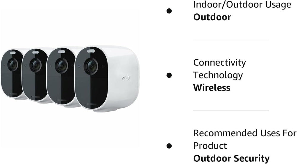 ARLO Arlo VMC2330-100NAR Essential Spotlight Wireless 3 Camera Kit – 1080p, White(Renewed)