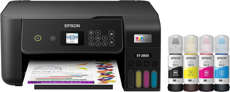 Epson EcoTank ET-2800 Wireless Color All-in-One Cartridge-Free Supertank Printer with Scan and Copy â€“ The Ideal Basic Home Printer - Black, Medium