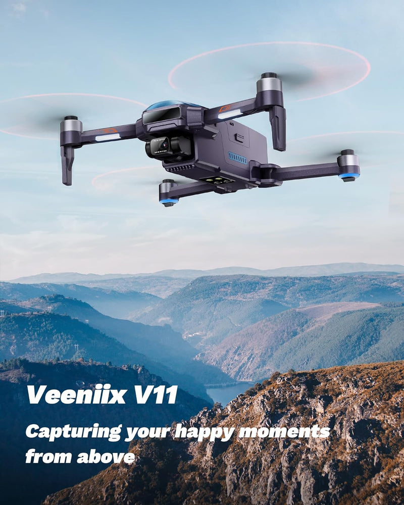 Veeniix V11 Drones with Camera for Adults 4K UHD, 70Min Flight Time, 2-Axis Gimbal & EIS, 9800ft Digital Transmission, GPS Auto Return, FAA Remote ID Compliance, FPV RC Quadcopter with Brushless Motor