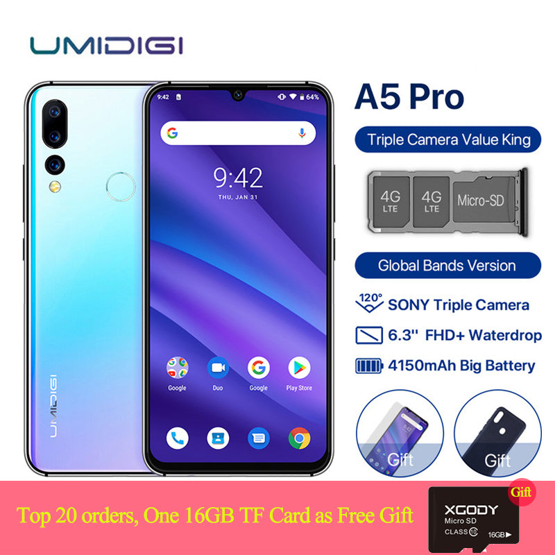 UMIDIGI A5 PRO Dual 4G Sim Smartphone Android 9.0 6.3