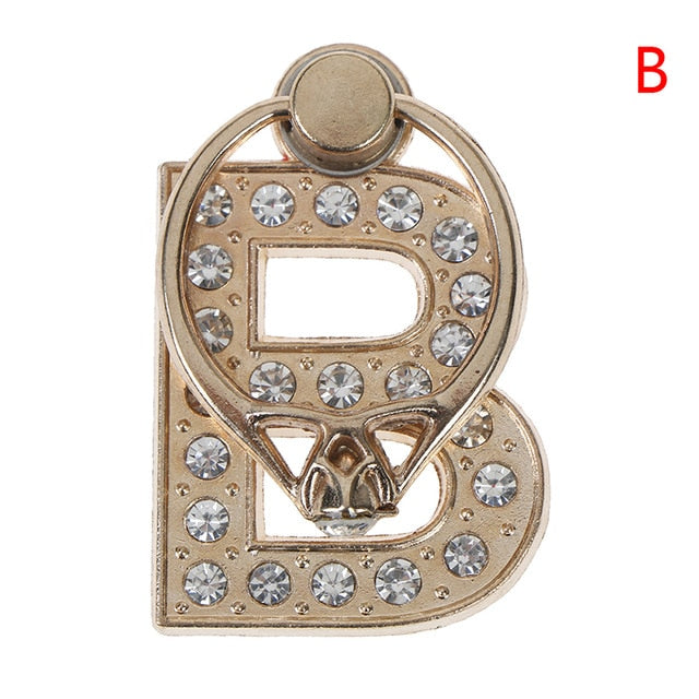 1pc 360 Degree Diamond Metal Letter A-Z Finger Ring Smartphone Stand Holder Mobile Phone Holder For  iPhone 6s 7 8