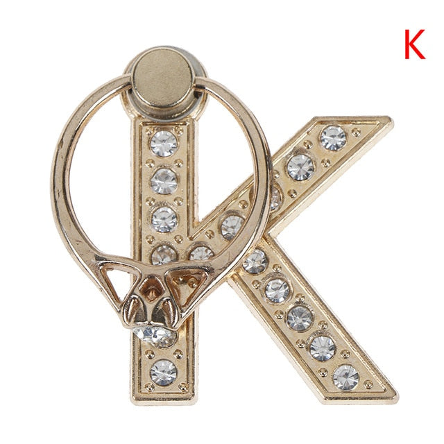 1pc 360 Degree Diamond Metal Letter A-Z Finger Ring Smartphone Stand Holder Mobile Phone Holder For  iPhone 6s 7 8