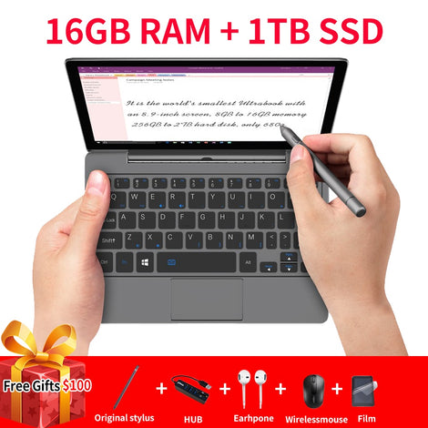 GPD P2 Max Portable Ultrabook mini pc notebook laptop 8.9inch Intel m3-8100Y Touch Screen WIN10 16GB RAM 1TB ROM WIN10 systerm