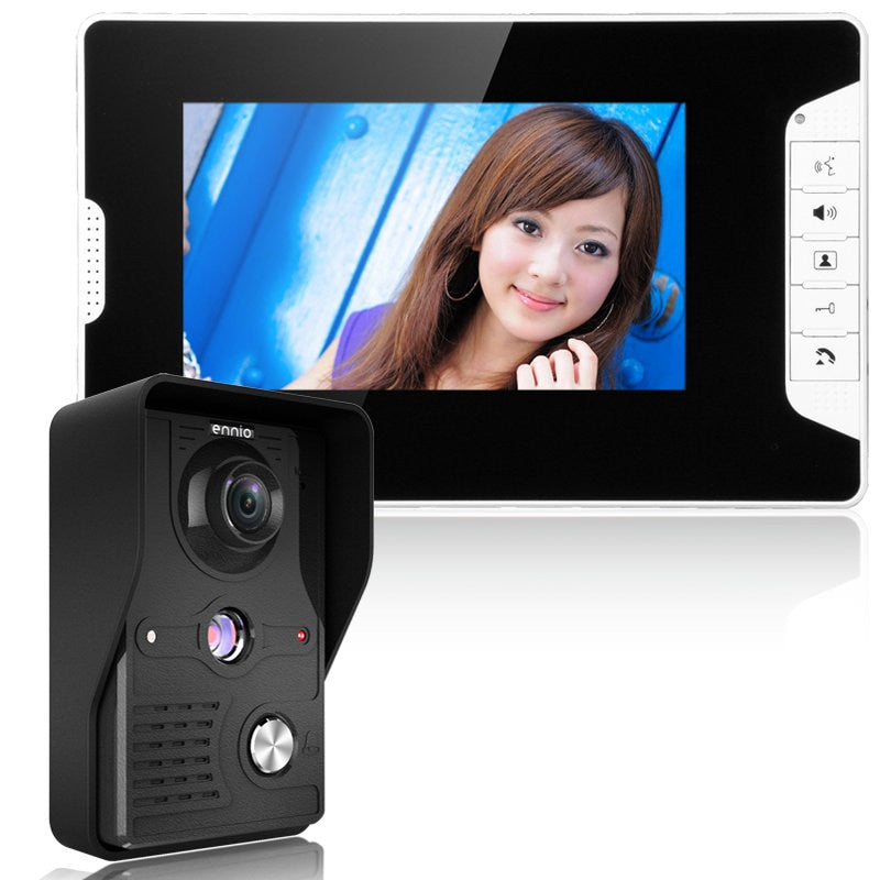 Visual Intercom Doorbell 7'' TFT LCD Wired Video Door Phone System Indoor Monitor 700TVL Outdoor IR Camera Support Unlock