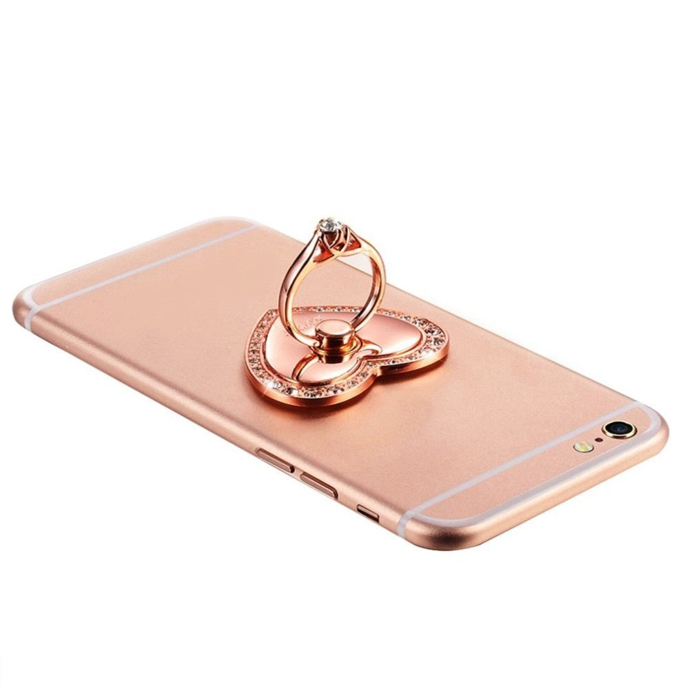 Luxury Heart Shape Diamond Finger Ring Holder Universal Mobile Phone Stand For iPhone X 8 7 Plus Samsung S9 S8 All Smartphones
