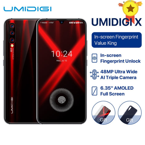 2019 new Global Version UMIDIGI X In-screen Fingerprint 6.35" AMOLED 48MP 6GB+128GB NFC Helio P60 Octa Core 4150mAh Mobile phone