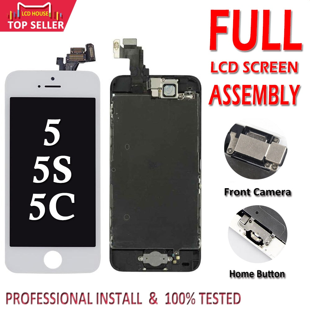 Full Set for iPhone 5 5S 5C LCD Screen Complete Assembly Display Touch Digitizer Replacement Front Camera Home Button Installed