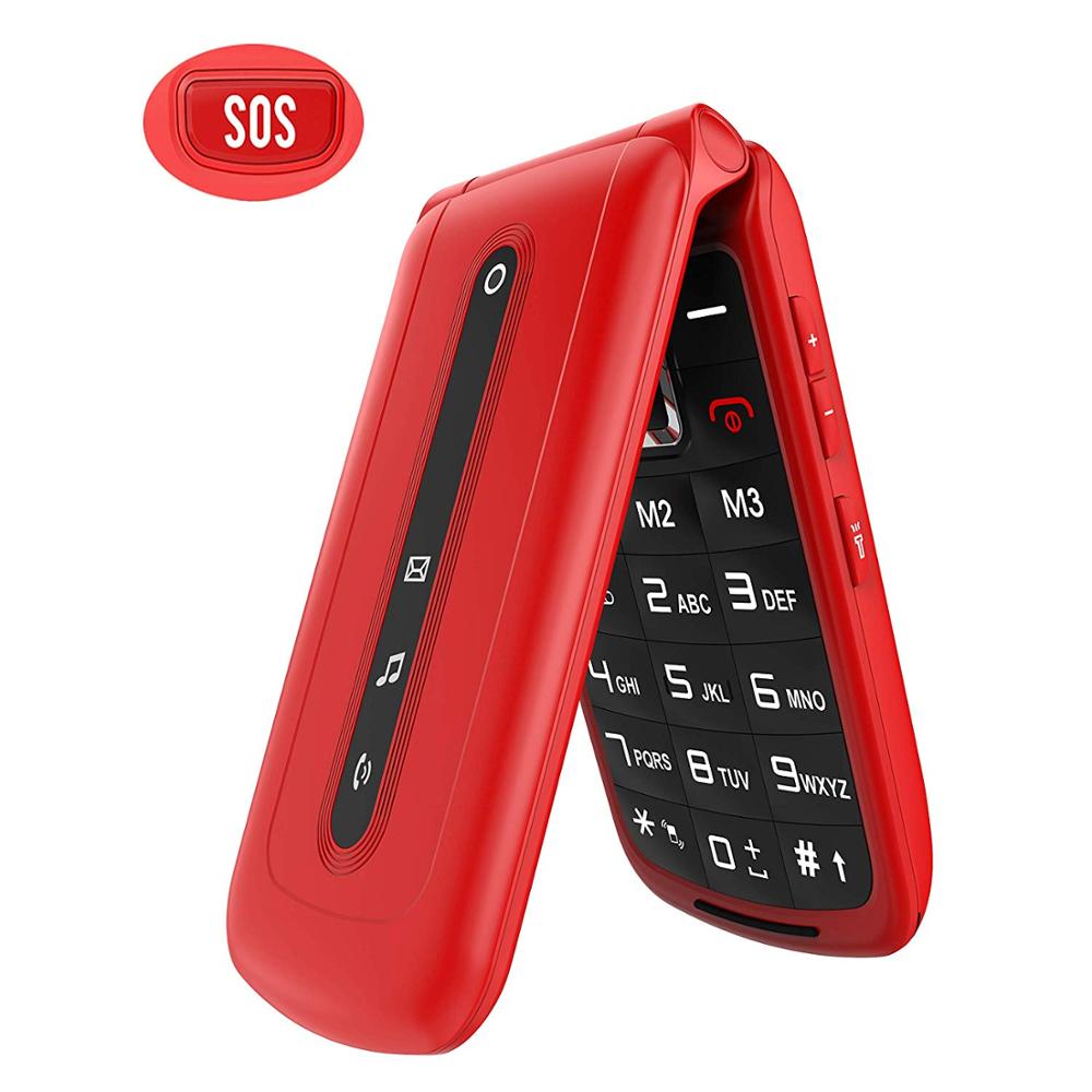 Flip Mobile Phone for Seniors with SOS Big Button on The Back, SIM-Free Dual SIM Dual Standby Quick Dial Key Easy-to-use Phones