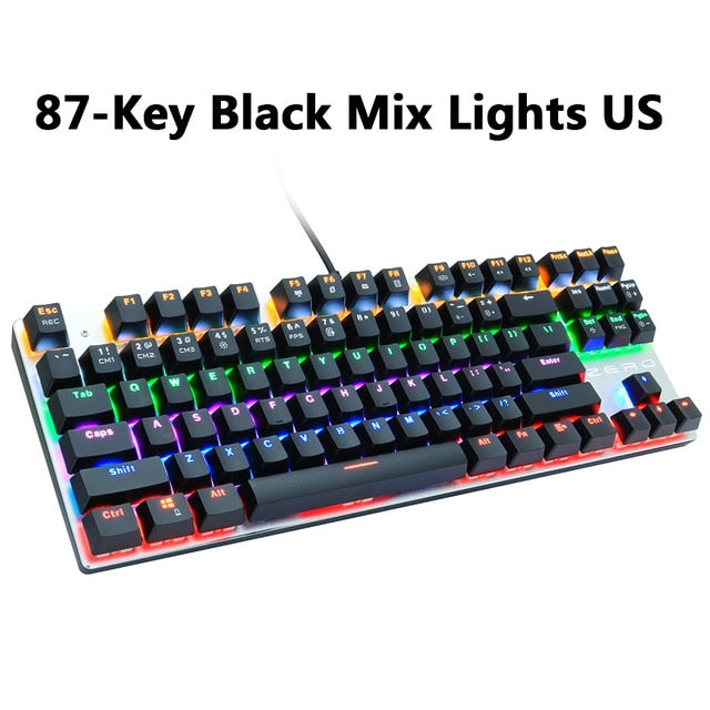 Gaming Mechanical Keyboard 87/104 Keys Russian/English USB Wired LED Backlit Game Keyboards Blue/Red Switch for computer gamer