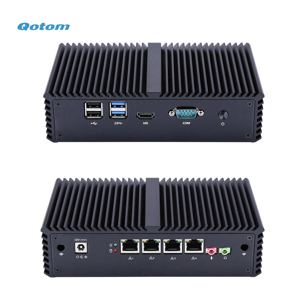 Qotom Mini PC with Core i3 i5 processor and 4 Gigabit NICs, AES-NI, RS232, Fanless Mini PC PFSense Firewall Router