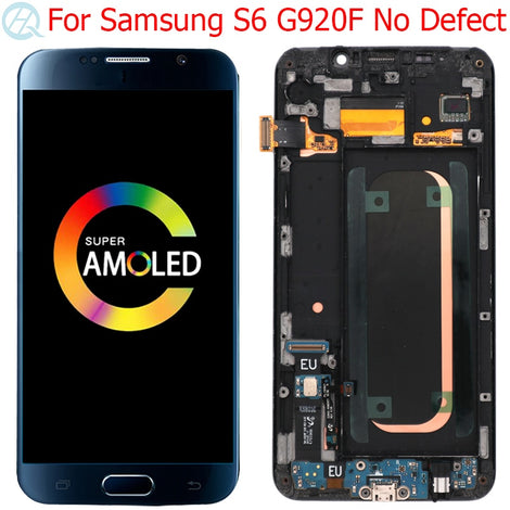Original Super AMOLED LCD For Samsung Galaxy S6 Display With Frame 5.1" S6 SM-G920F LCD Touch Screen Glass Panel No Defect