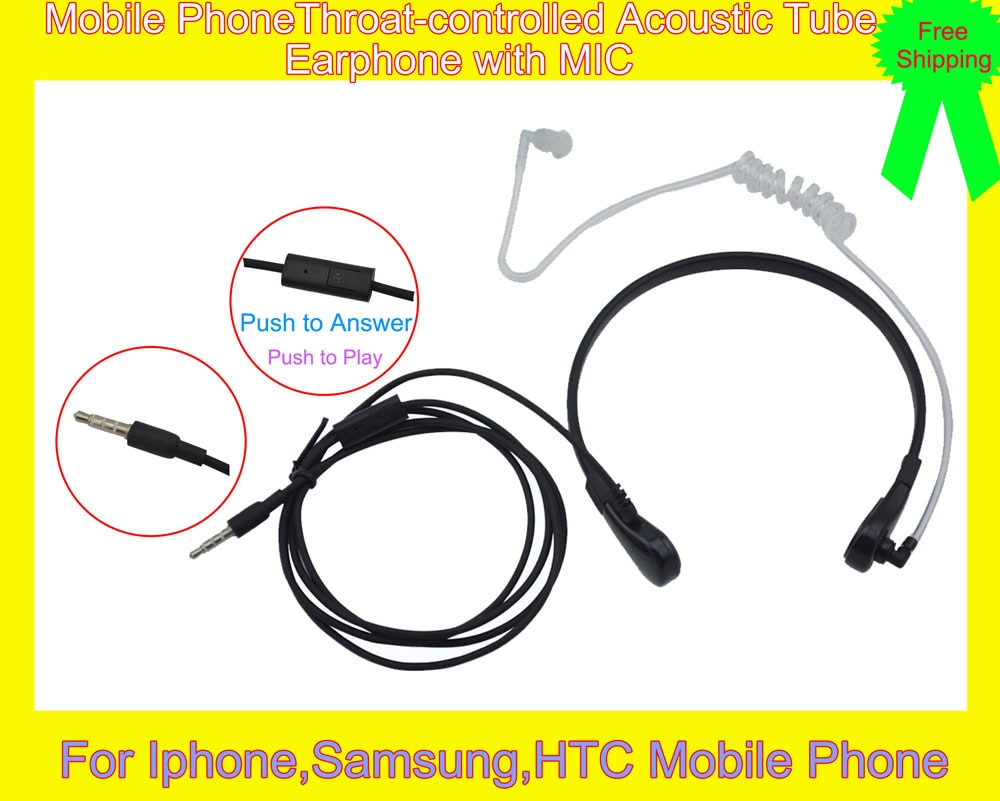 Air Tube Throat Vibration Finger PTT Acoustic Tube 3.5mm Mono Earphone Handsfree for Iphone,Samsung,HTC Mobile phone