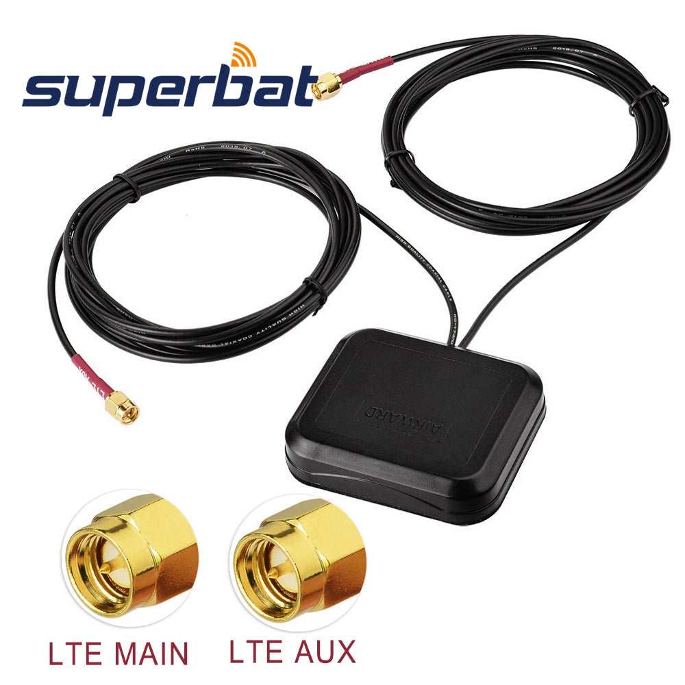 Superbat Low Profile 4G LTE MIMO Omni-directional Dual SMA Male Antenna for Huawei Sierra Netgear ZTE Novatel D-Link 4G LTE Wire
