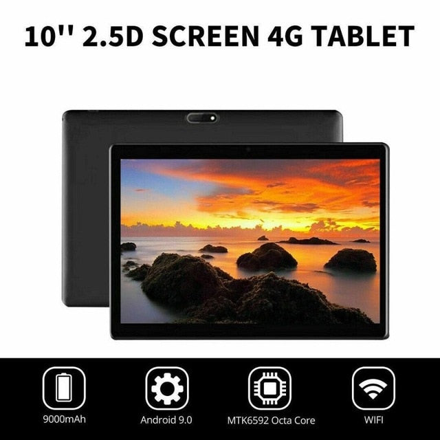 4G LTE WIFI Tablet Android 9.0 Pad 2.5D 10.1INCH HD Screen WIFI Metal Tablet PC Dual Camera Ten Core 4G Network