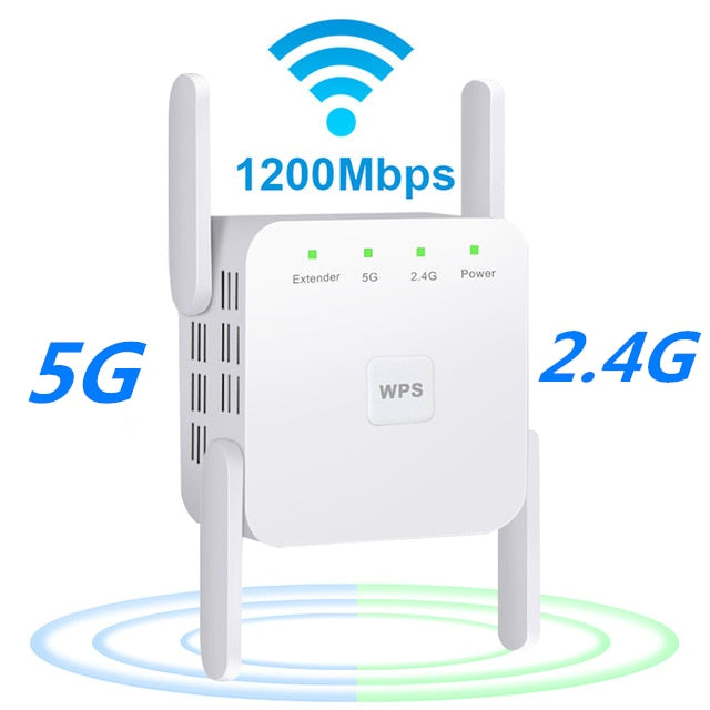 Wifi Repeater 5Ghz Wifi Extender 5G Wifi Amplifier AC 1200Mbps Router Wi fi Booster 2.4G 5ghz Wi-Fi Signal Wireless Repiter