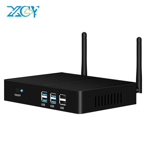 XCY Intel Core i5 7200U i3 7100U i7 4500U Fanless Mini PC Windows 10 4K HTPC Thin Client Desktop Computer HDMI VGA WiFi 6xUSB