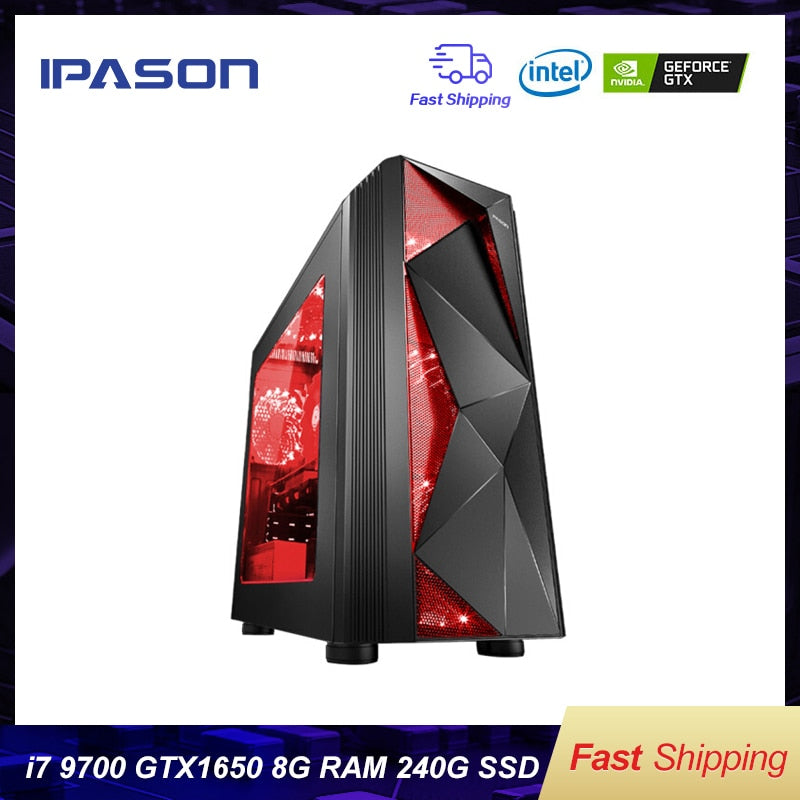 IPASON Desktop PC Intel i7 9700 GTX1050TI 4G/GTX1650 4G 240G SSD 8G DDR4 RAM for Game PUBG Assembly Gaming desktop Computers