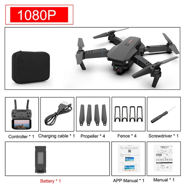 SHAREFUNBAY E88 pro drone 4k HD dual camera visual positioning 1080P WiFi  fpv drone  height preservation rc quadcopter