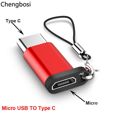 Aluminium Alloy Micro USB To Type C  Adapter Converter Connector for Phone Tablet with Lanyard Phone Accessories For Xiaomi