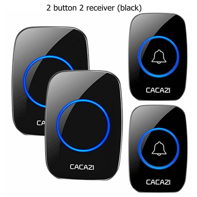 CACAZI Wireless Waterproof Doorbell 300m Range US EU UK AU Plug Home Intelligent Door Bell Chime 1 2 Button 1 2 3 Receiver
