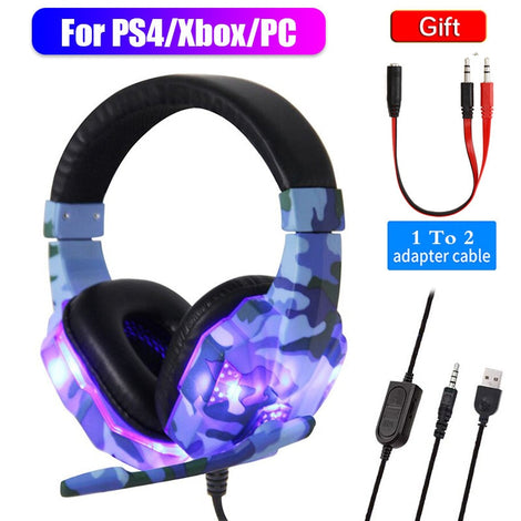 High-Grade Led Light Gamer Wired Headset For PS4 Switch Computer PC Bass Stereo Headphones With Mic Voice Control Men Gifts