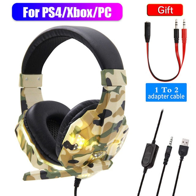 High-Grade Led Light Gamer Wired Headset For PS4 Switch Computer PC Bass Stereo Headphones With Mic Voice Control Men Gifts