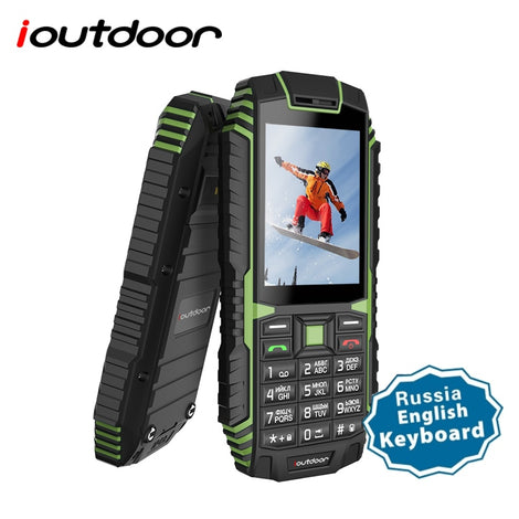 ioutdoor T1 2G Feature Mobile Phone Rugged IP68 Waterproof Phone FM GSM SIM Card Led Flashlight 2MP Russian Keyboard Cellphone