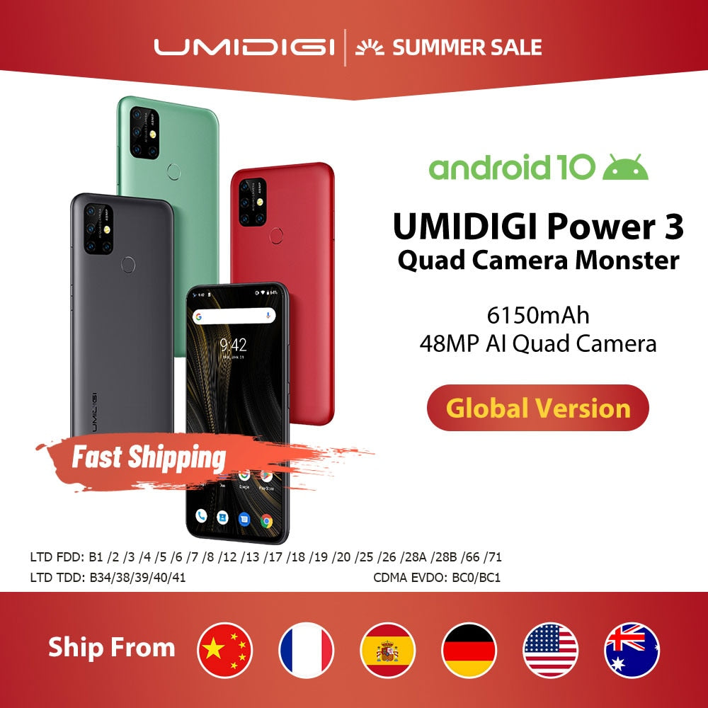 UMIDIGI Power 3 48MP Quad AI Camera 6150mAh Android 10 6.53