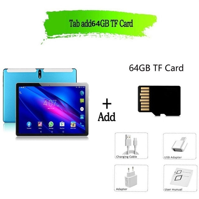 New Tablet Pc 10.1 inch Android 9.0 Tablets Octa Core Google Play 3g 4g LTE Phone Call GPS WiFi Bluetooth Tempered Glass 10 inch