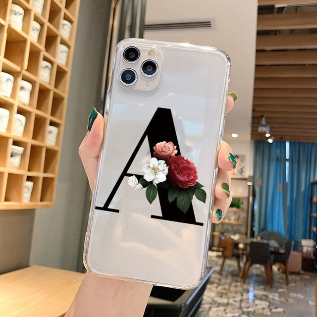 Alphabet Letter Phone Case For iPhone XR 12 11 Pro XS Max X 7 Cases TPU For iPhone 7 6 6S 8 Plus 7Plus SE 2020 Transparent Cover