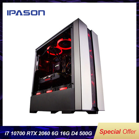 IPASON Explorer New Computer 10th Gen I7 10700 Rtx2060 6G Gaming Graphics Card 500G Nvme SSD 16G RAM High End Gaming Desktop PC