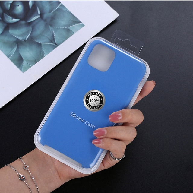 Luxury Silicone Phone Case for Apple iPhone 11 Pro MAX XS XR 7 8 6S Plus 8Plus 12 Mini 11Pro Official Logo Liqiud Brand Cover