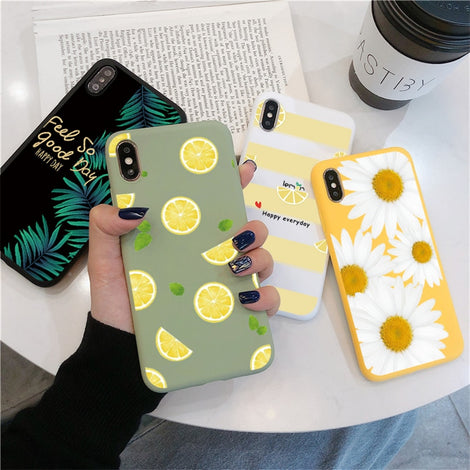 Fruit Flower Soft Phone Case For iPhone 7 Plus X XR XS Max 6 6S 7 8 Plus 5 5S SE 2020 Back Cover For iPhone 12 11 Pro Max Funda