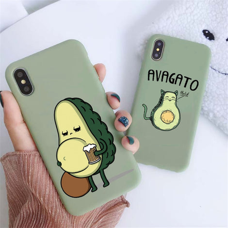 Green Matte Avocado Phone Case For iPhone XR X XS Max 5 5S SE 2020 7 8 6 6S Plus Silicon TPU Cover For iPhone 11 12 Pro Max Case