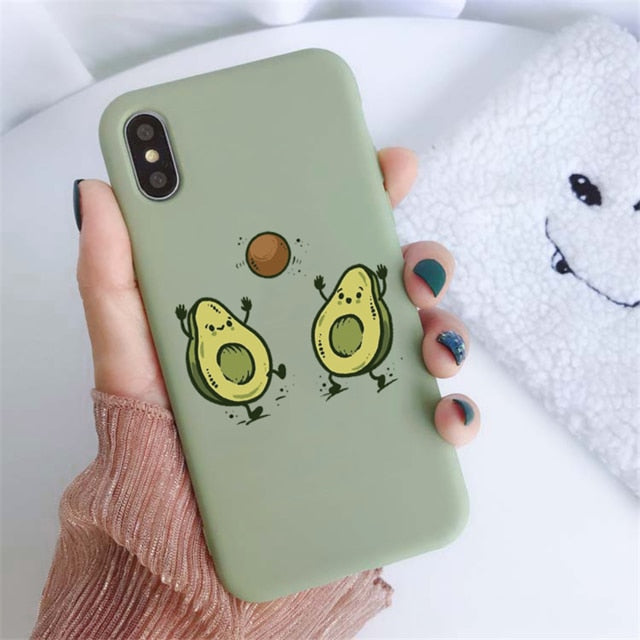 Green Matte Avocado Phone Case For iPhone XR X XS Max 5 5S SE 2020 7 8 6 6S Plus Silicon TPU Cover For iPhone 11 12 Pro Max Case