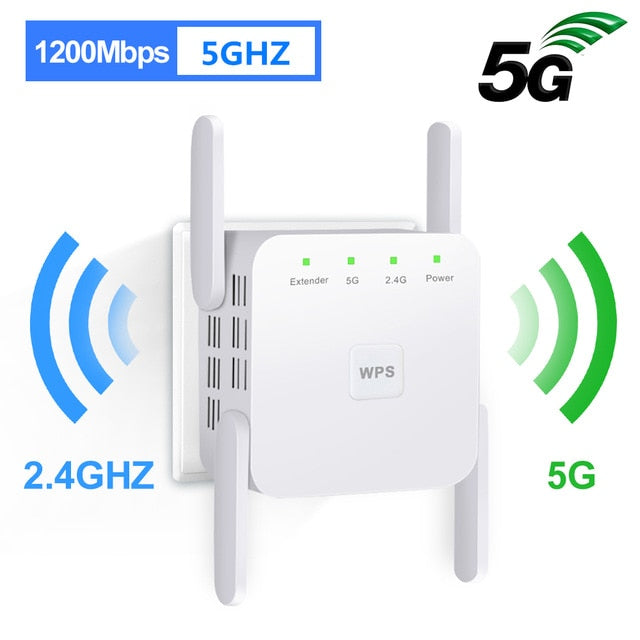 5Ghz WiFi Amplifier WiFi Repeater 1200Mbps Wifi Extender Long Range Wi fi Repeater Signal Wi Fi Booster 5G 2.4G